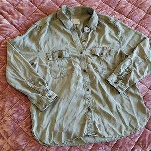 Olive Green American Eagle Utility Shirt Large